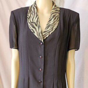 Danny & Nicole 2-Piece Blazer and Skirt Brown with Animal Print.